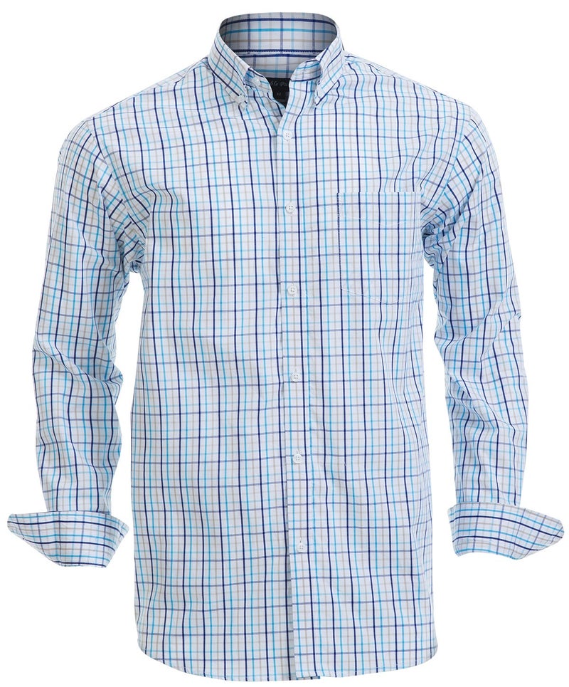Double Pump Mens Button Down Shirts Cotton Long Sleeve Shirts Regular Fit (SL04A,XL) - Image 1